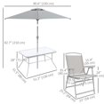 thumbnail image 3 of Outsunny 8 Piece Patio Dining Set w/ Table Umbrella 6 Folding Chairs, Grey, 3 of 10