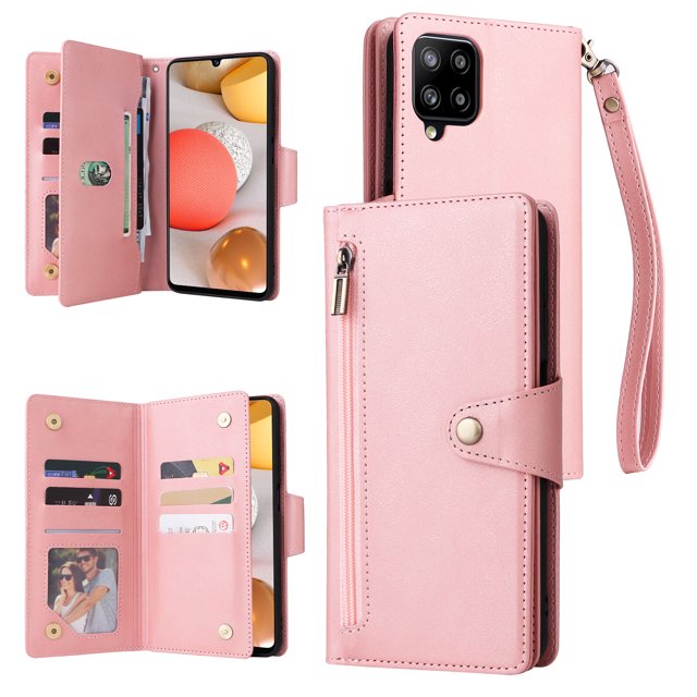Case for Samsung Galaxy A42 5G Magnetic Leather Zipper Wallet Cover Card Holder