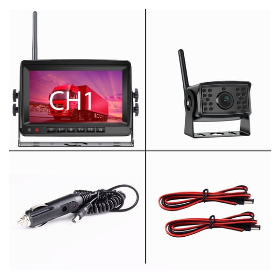 Moniteur de Voiture 2ch AHD Sans Fil pour Camion DVR, Écran d'Affichage de Voiture 7 Pouces, Vision Nocturne IR, Enregistreur de Secours Inversé, Caméra Wifi pour Autobus VR, Vision Nocturne Claire