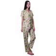 thumbnail image 3 of Moomaya Printed Short Sleeve Pajama Set For Women Printed Button Up Sleep Shirt, 3 of 6