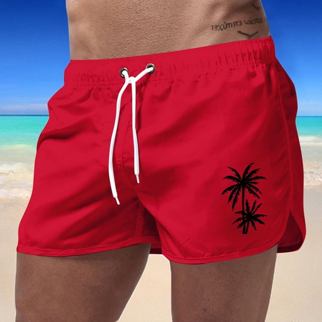 Stylish Men's Board Shorts for Beach Sports Travel Polyester Coconut Tree Design for Active Leisure Wear