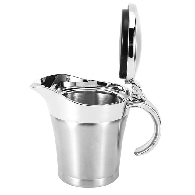 Gravy Boat, Thumb Operated Lid 304 Stainless Steel Widely Use Sauce Jug For Kitchen