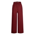thumbnail image 4 of FNFYFH Clearance Women's Plus Size Linen Pants Elastic Waist Solid Color, 4 of 5