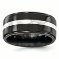 thumbnail image 1 of Edward Mirell Titanium Black Ti & Sterling Silver Inlay 10mm Band Size 13, 1 of 4