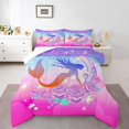 thumbnail image 1 of Erosebridal Ensemble de Couette Simple Sirène Princesse pour Filles, Couette en Duvet à Roses Florales, Déco Étoiles, 2 Pcs, 1 of 8