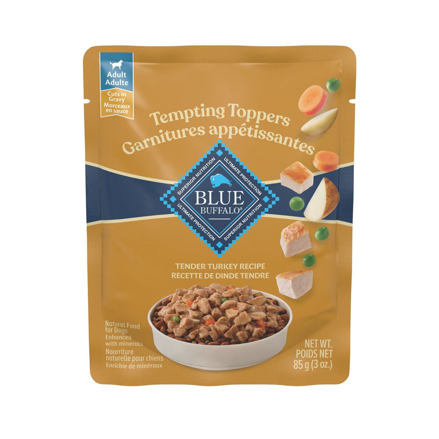 Blue Buffalo Garnitures Appétissantes Garniture Naturelle de Nourriture Humide pour Chien, Repas à la Dinde 85g