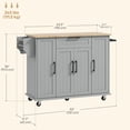 thumbnail image 2 of HOMCOM Modern Rolling Kitchen Island Cart with Drawers, Natural Wood Top, Towel Rack, Door Storage Cabinet, Grey, 2 of 7