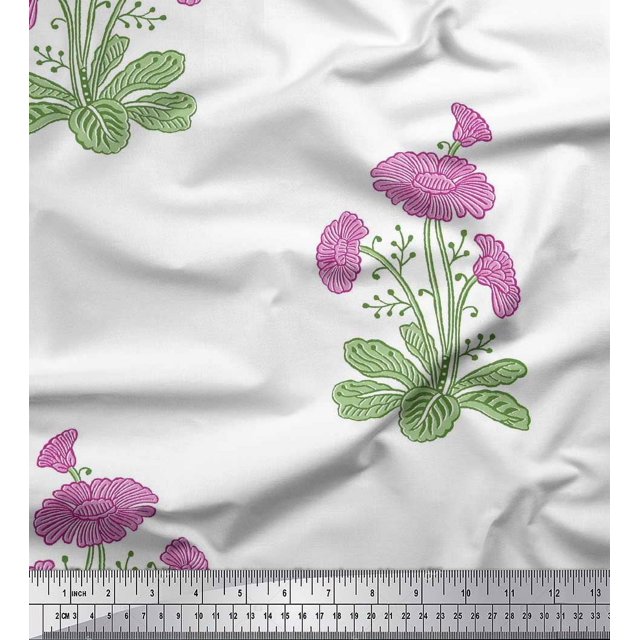Soimoi Georgette Viscose Fabric Leaves & Floral Block Fabric Prints by Yard 42 Inch Wide