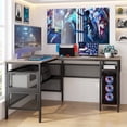 thumbnail image 4 of Patiojoy L Shaped Desk with Charging Station 55" Reversible Corner Computer Desk with Mesh Storage Shelves CPU Stand 2 Person Gaming Desk, 4 of 10