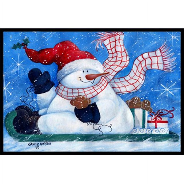 Carolines Treasures PJC1078MAT Come Ride With Me Snowman Indoor & Outdoor Mat- 18 x 27 in.