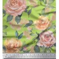 thumbnail image 1 of Soimoi Poly Georgette Fabric Leaves & Rose Flower Fabric Prints By Yard 52 Inch Wide, 1 of 3