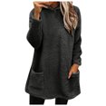 thumbnail image 1 of Simua Chandail en Molleton Doublé en Sherpa pour Femmes Chandail à Manches Longues Col Rond Tunique Tees Chaud d'Hiver Décontracté avec Poches, 1 of 3