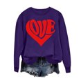 thumbnail image 1 of Penkiiy Chandail en Molleton Imprimé Cœur pour Femmes Manches Longues Col Rond Décontracté Ample Vintage Amour Graphique Chandail TG Violet, 1 of 4