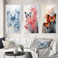 thumbnail image 1 of Designart "Blue Butterfly Wings I" Animals Framed Wall Art Set Of 3 - Blue Butterfly Frame Canvas Set For Living Room Decor, 1 of 6