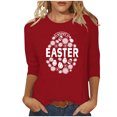 thumbnail image 1 of RKSTN Hauts Grande Taille pour Femmes Oeufs de Pâques Lapin Mignon Imprimé Coupe Ample Hauts Col Rond Manches 3/4 Printemps Été Blouse Douce Hauts, 1 of 4