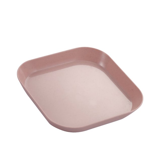 Dinner Plate Tableware Wheat Straw PP Dinnerware For Dish Fruits Serving Sauce DippingShallow Square Pink