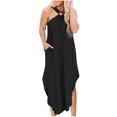 thumbnail image 1 of AherBiu Robe d'Été pour Femmes Sans Manches à Bretelles Longue Robe Irrégulière Robes Confortables avec Poche, 1 of 7