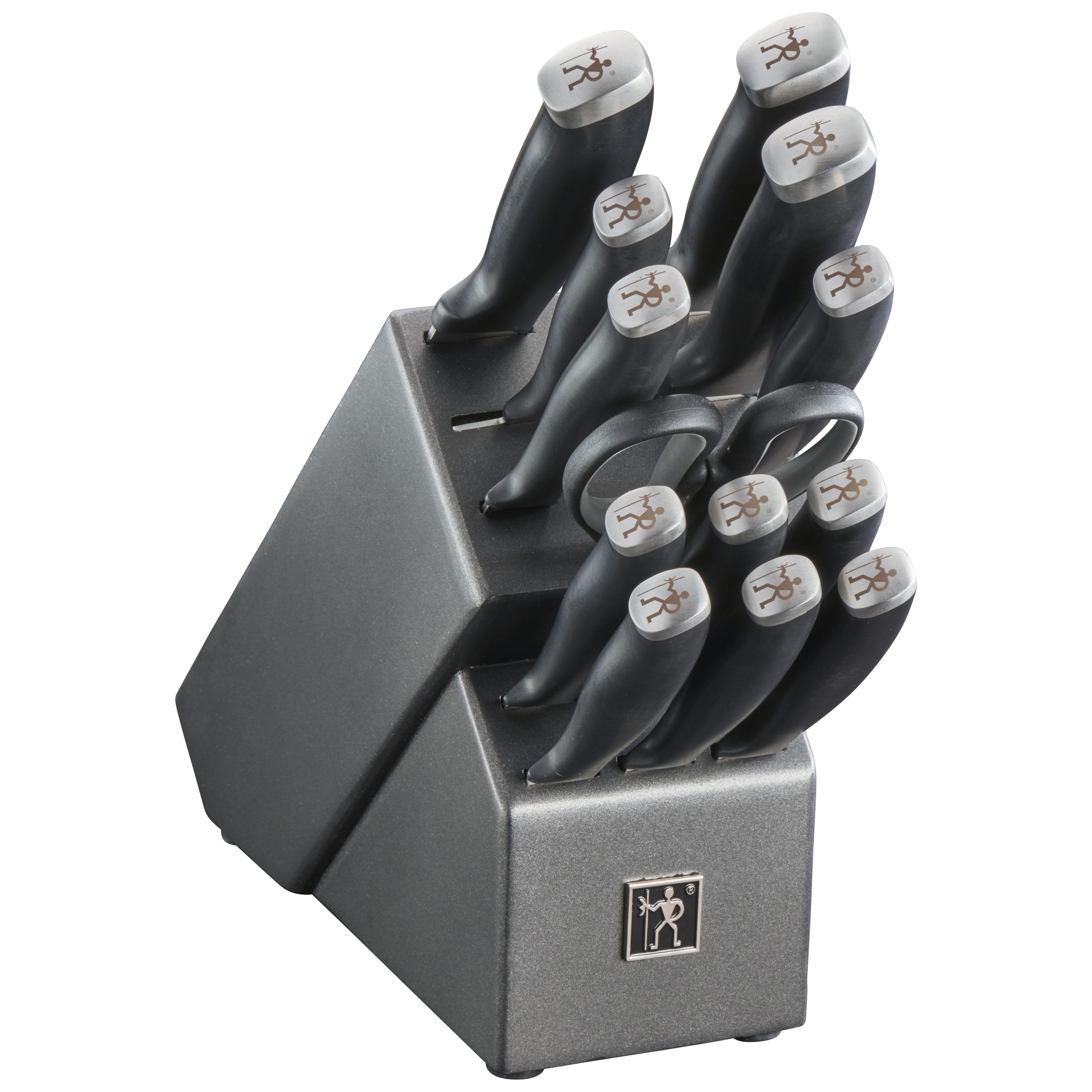 HENCKELS Silver Cap 14 Piece Knife Block Set, Black