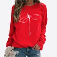 thumbnail image 2 of Chemise à Manches Longues pour Femmes Hauts d'Automne Manches Longues Chandail Ample Décontracté Imprimé Poitrine Col Rond Chandails en Molleton Manches Longues pour Femmes, 2 of 8