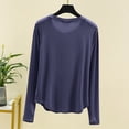 thumbnail image 4 of Haut de Pyjama Modal pour Femmes Été 2025 Col Rond T-Shirts Manches Longues Coupe Décontractée Vêtements de Nuit Confortables Chemise de Nuit Texturée Ultra Douce, 4 of 4
