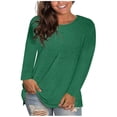 thumbnail image 1 of T-shirts à Manches Longues pour Femmes, Couleur Unie, Décontractés, Col Ras du Cou, Automne Hiver, T-Shirts Basiques, 1 of 6