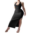 thumbnail image 1 of Ladies‘ Sleeveless Halter Neck High Split Tie Up Party Dress for Summer, 1 of 5