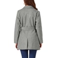 thumbnail image 4 of INSPIRE CHIC Women's Notch Lapel Double Breasted Belted Mid Length Trenchcoat S Grey, 4 of 9