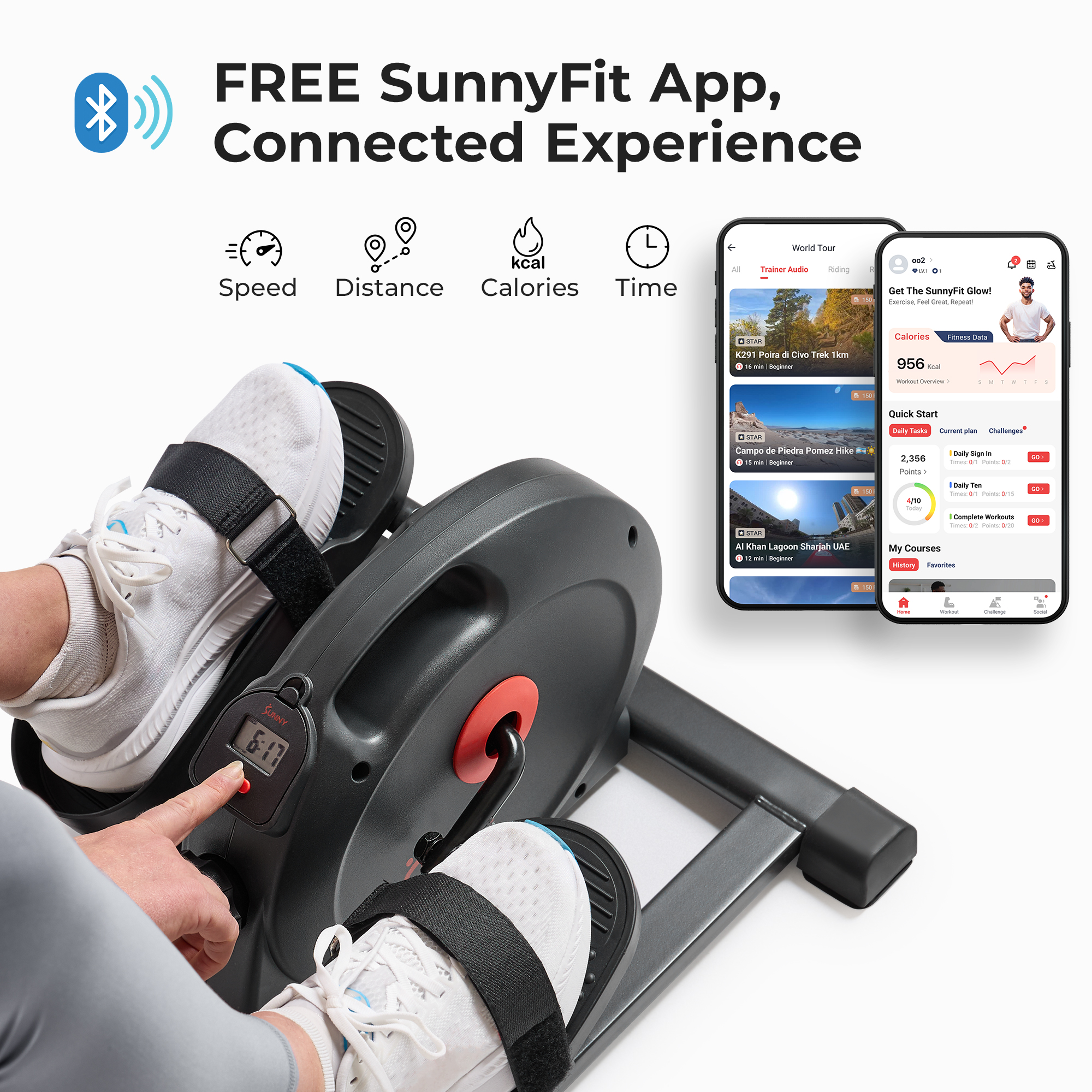 Sunny Health & Fitness Smart Mini Mini Elliptique Compact - SF-E324029