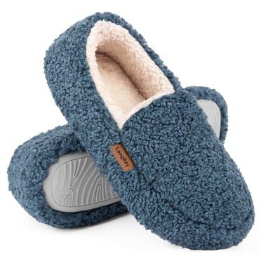 LongBay Women's Fuzzy Memory Foam Slippers Warm Cozy Shearling House Slippers for Ladies Supportive Slip on Indoor Home Shoes