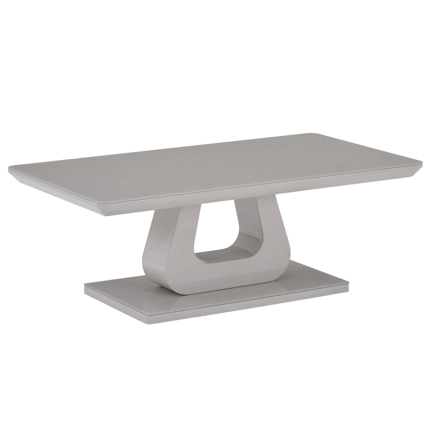 Contemporaine MDF et Verre Table de Base Rectanuglaire - Gris Chaud