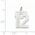 thumbnail image 2 of Sterling Silver Rhodium-plated Medium Satin Number 12 Charm QPM12 (22mm x 18mm), 2 of 2