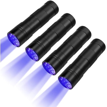Black Light, 4 Pcs UV Handheld Blacklight Flashlights 12 Led 395nm Mini Light Torch Detector for Pets Urine and Stains