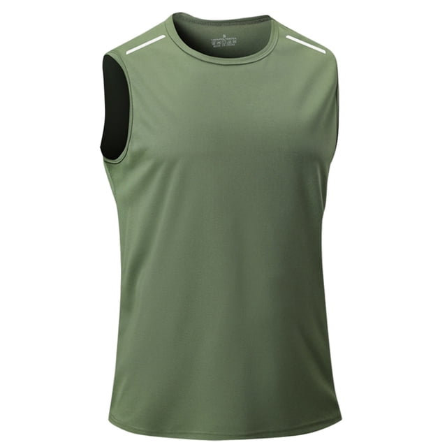 SROBPTY Haut d'Été pour Hommes, Chemises Sans Manches pour Hommes, Débardeur Sport Sans Manches Uni à Enfiler à Col Rond pour Hommes, Mode Décontractée, Vert, G