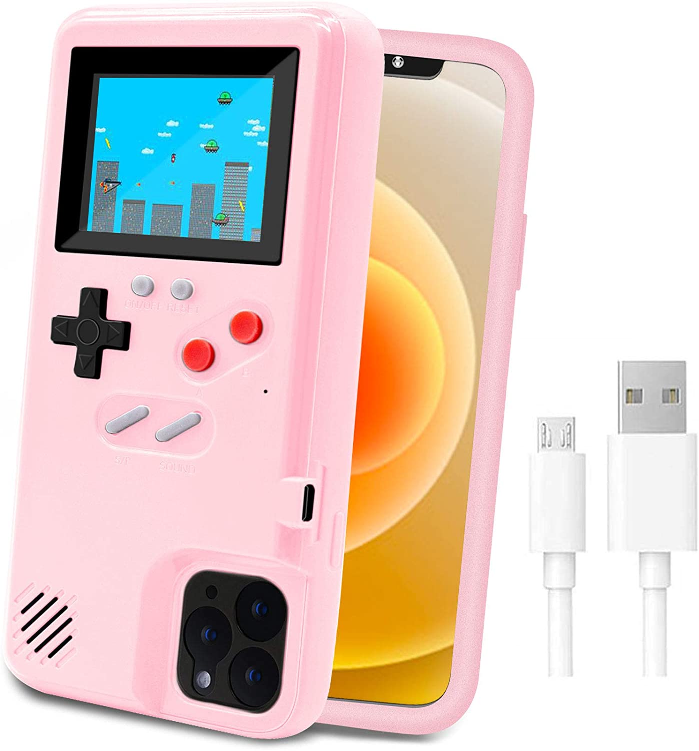 Étui de Console de Jeu pour iPhone, Étui de Protection Rétro Auto-Alimentée avec 36 Petits Jeux, Écran Couleur, Étui de Jeu Vidéo Antichoc pour iPhone 11 Pro Max