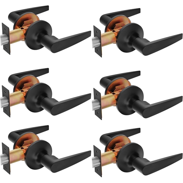 of Lever Keyed Entry Door Lever Handle Lock Universal Door Knob Hardware Nickel Brushed Color (MRCA)