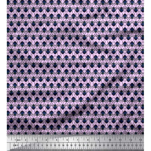 Soimoi Japan Crepe Satin Fabric Spider Insects Decor Fabric Printed Yard 42 Inch Wide