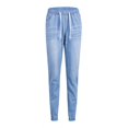 thumbnail image 2 of Womens Elastic Waist Pencil Stretch Denim Skinny Drawstring Jeans Pants Trousers, 2 of 5