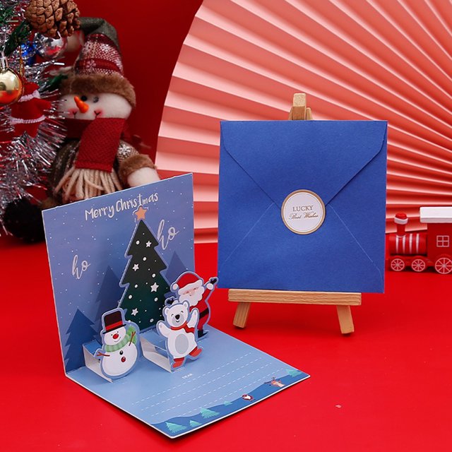 Christmas DecorGreeting Card3D Christmas Greeting Card Creative Christmas Eve Message Holiday Card Christmas Surprise Gift Holiday BlessingParty greeting card