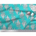 thumbnail image 2 of Soimoi Poly Georgette Fabric Leaves & Floral Block Print Fabric by Yard 52 Inch Wide, 2 of 3