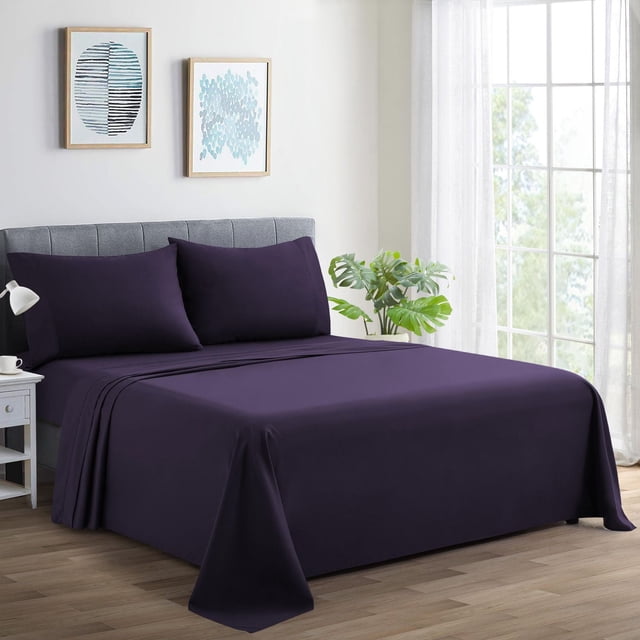 Marina Decoration 600 Thread Count Ultra Soft Deep Pocket Hotel Standard Solid Bedding Long Staple Percale Cotton All Season Sheet Set with Pillowcase