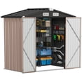 thumbnail image 2 of GVDV Metal Shed , 6 x 4 ft Metal Outdoor Storage Shed with Updated Frame, Lockable Doors & Waterproof, Brown, 2 of 9
