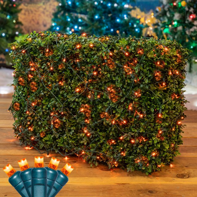 Novelty Lights 4x6 Outdoor Net Lights, 100 Amber LEDs, Bush & Hedge Lights