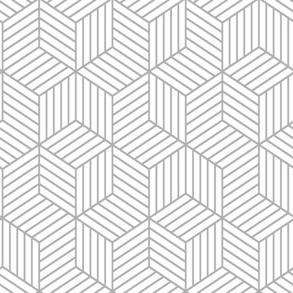 RoomMates Striped Hexagon Grey Peel and Stick Wallpaper, Adults