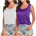 thumbnail image 1 of Timegard Débardeurs 2 Pcs pour Femmes Satin Col Rond Sans Manches Doux Confortable Décontracté Camisole T-Shirt Basique Couleur Unie, 1 of 6