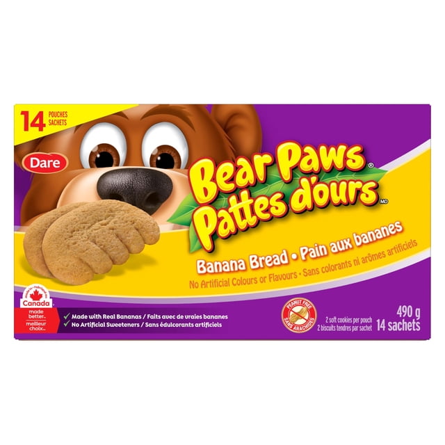 Dare Bear Paws Banana Bread Soft Cookies Family Pack, 480g (14 pack)