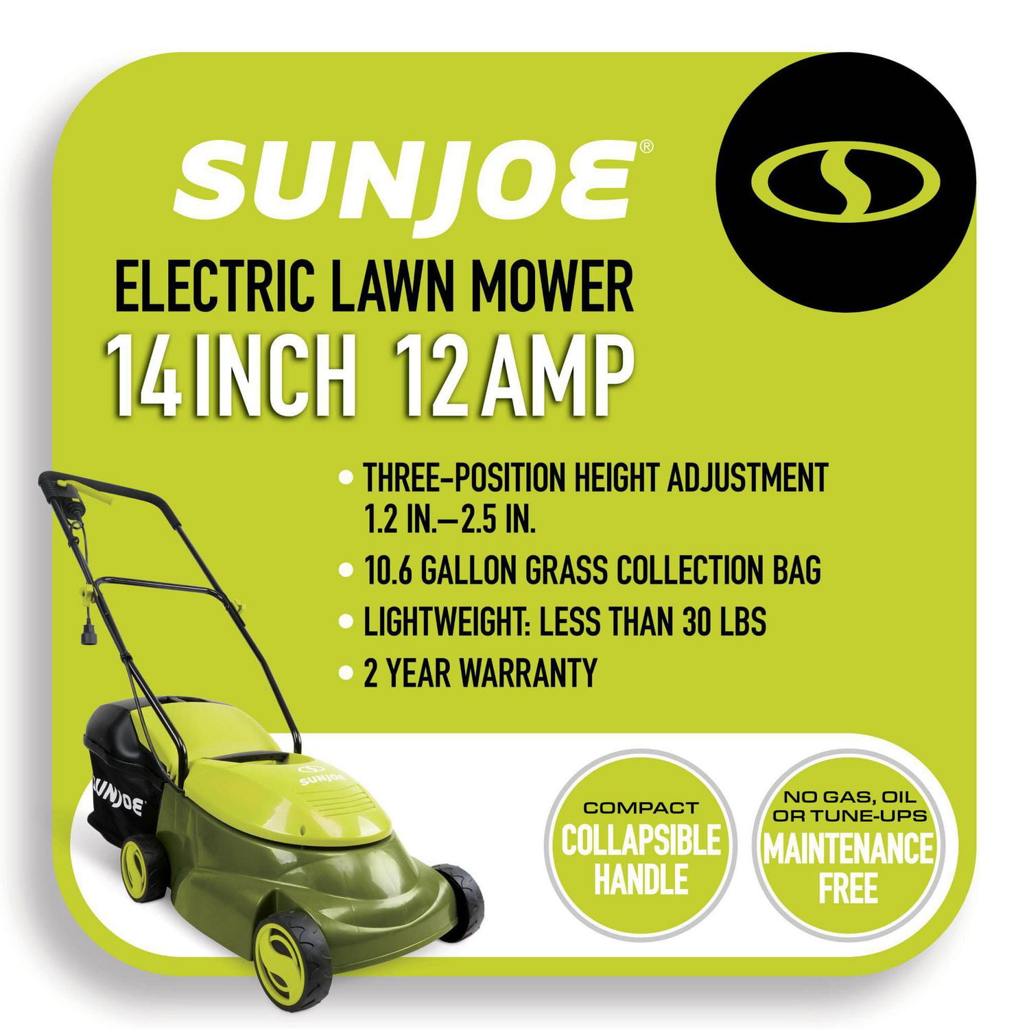 Sun Joe MJ401E Tondeuse à gazon électrique 14 po Mow Joe