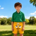 thumbnail image 4 of Toddler Boys Swim Trunks Solid Color Cute Expression Print Quick Dry Shorts, Little Boys Swim Trunks with Pockets for Beach Pool Summer, 4 of 6