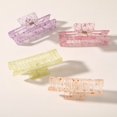 thumbnail image 2 of 2 Pack Hair Claw Clips Tortoise Barrettes Rectangle Shape Clips Fashion Colorful Hair Clips 2.17 Inch Sequins Hair Jaw Clips Matte Rectangle Nonslip Clip, 2 of 4