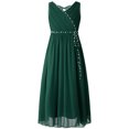 thumbnail image 4 of Miaeowve Robe de Demoiselle d'Honneur pour Fille Sans Manches en Mousseline Perlée, Robe de Demoiselle d'Honneur Junior, Robe de Fête de Mariage pour Filles, Vert Armée 6, 4 of 7