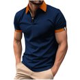 thumbnail image 2 of ylioge Mens Shirts Short Sleeve Golf Tees Shirt Office Work Pullover Button Collared Casual Color-Block Loose Comfort Tshirts Tops, 2 of 6